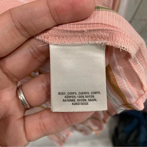 Anthropologie Maeve Byron Pink Striped Blouse VNeck - Picture 8 of 8